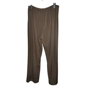 Chico's Easy Wear Pull on Slinky Brown Straight Leg Classic Pants Size XL Short